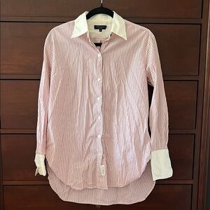 rag & bone oversized Red and White Pinstripe Bankers Shirt S